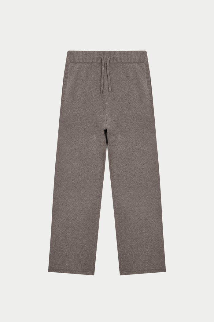 BOUCLE KNIT PANTS - BROWN