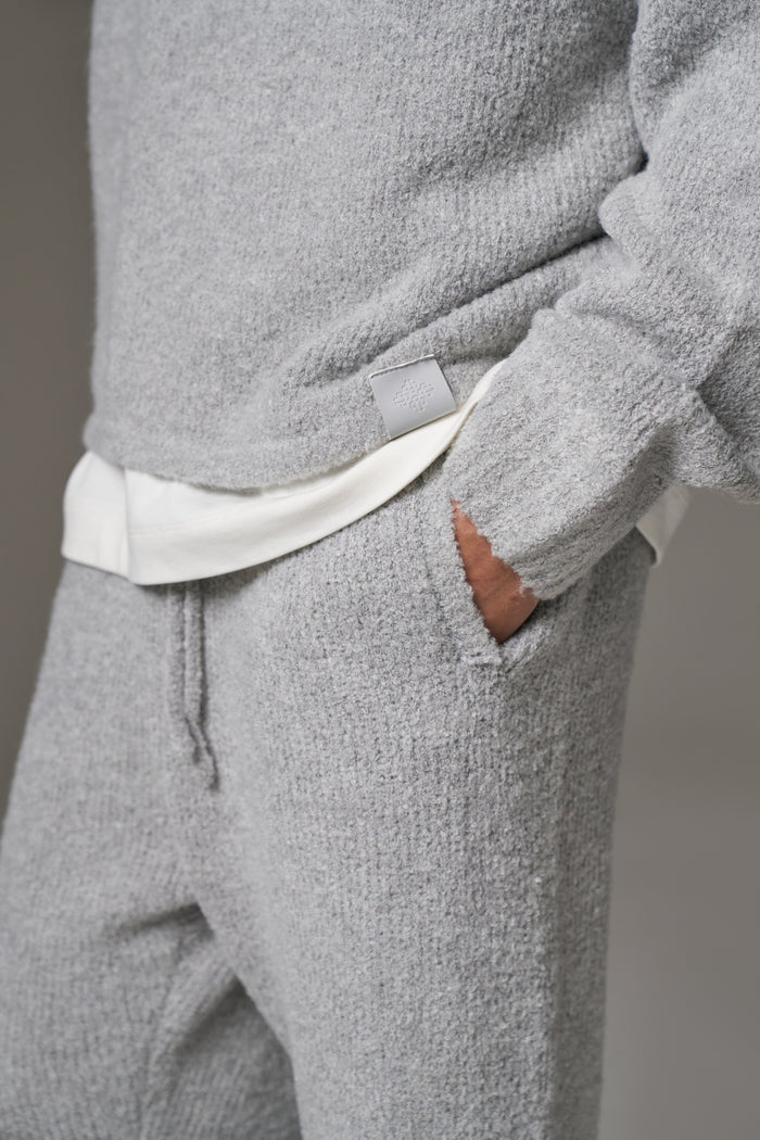 BOUCLE KNIT PANTS - GREY MARL