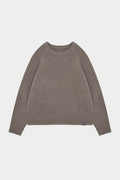 BOUCLE KNIT RAGLAN CREW - BROWN