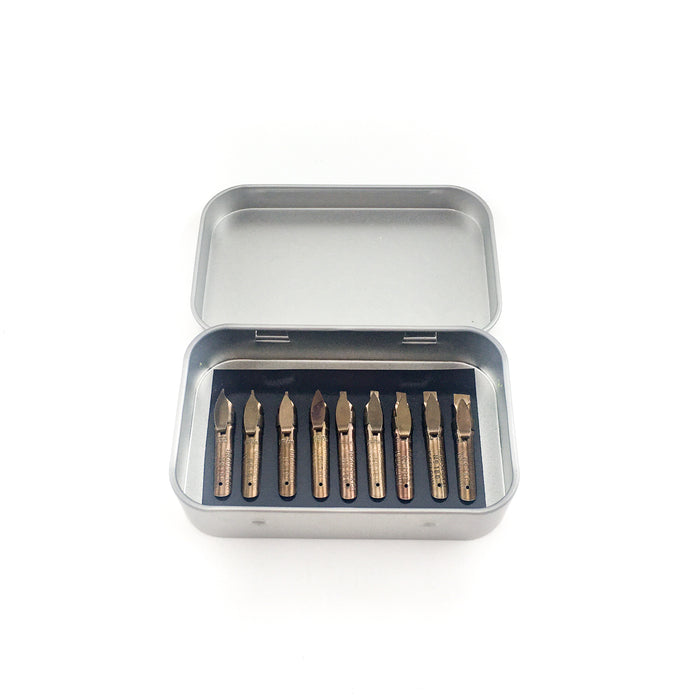 Brause Bandzug Set of 9 Calligraphy Nibs (0.5mm to 5mm) w/ Magnetic Case - by Brause - K. A. Artist Shop
