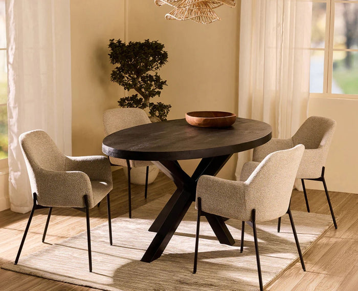 Bravura Rise Dining Chair – Modern Upholstered Dining Chair for Home & Café Textured Beige