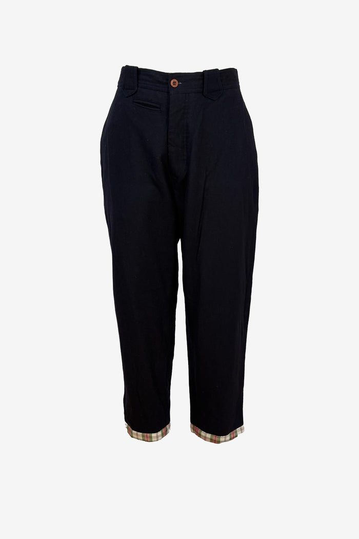 Brooksfield wool button front pants with tartan accents