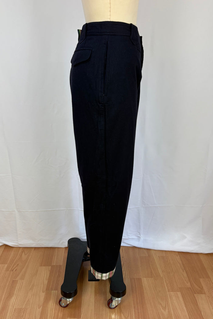 Brooksfield wool button front pants with tartan accents