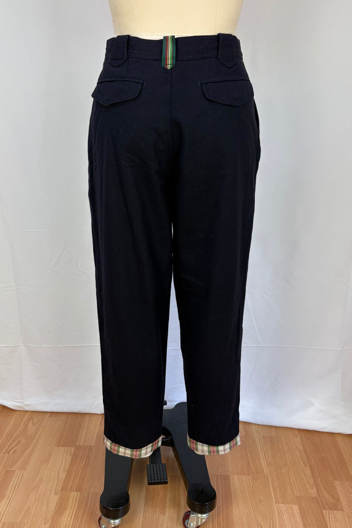 Brooksfield wool button front pants with tartan accents