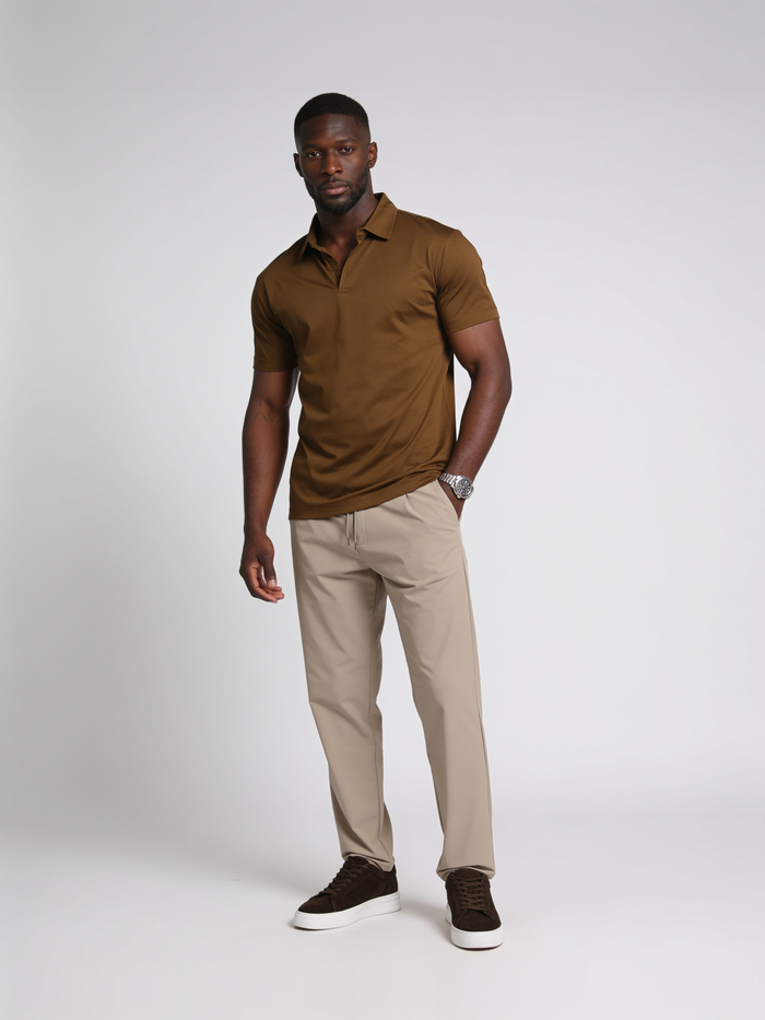 BROWN MERCERISED POLO