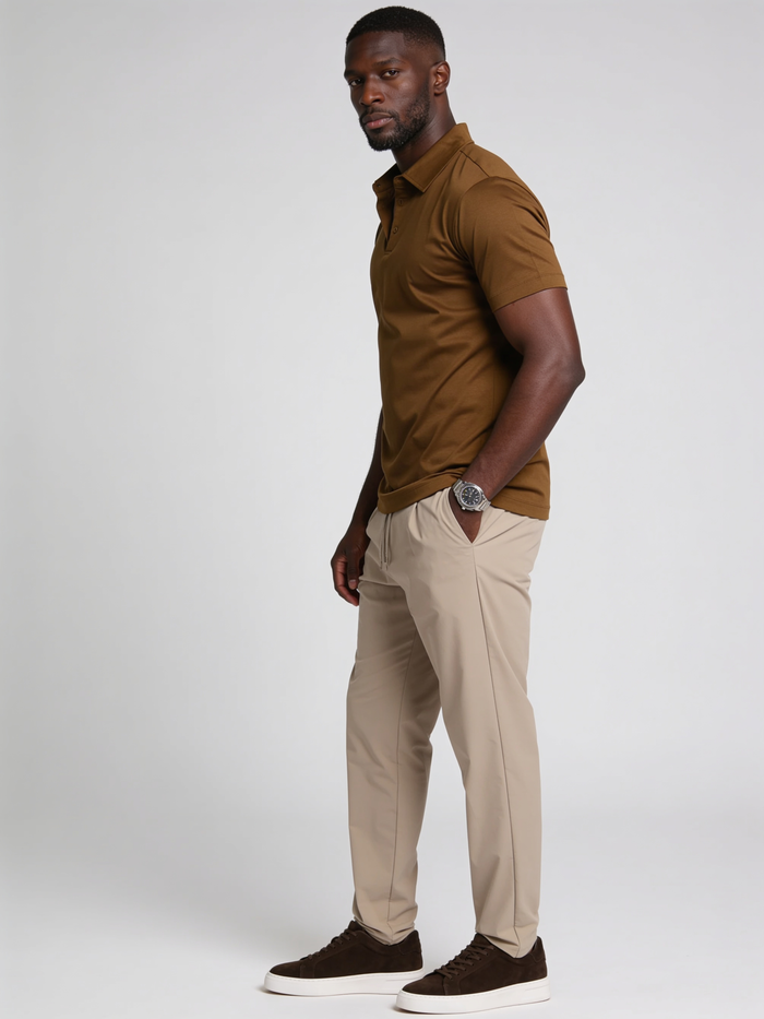 BROWN MERCERISED POLO