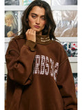 Brown PROVERBS 3125 | Applique Mock-Neck Sweatshirt