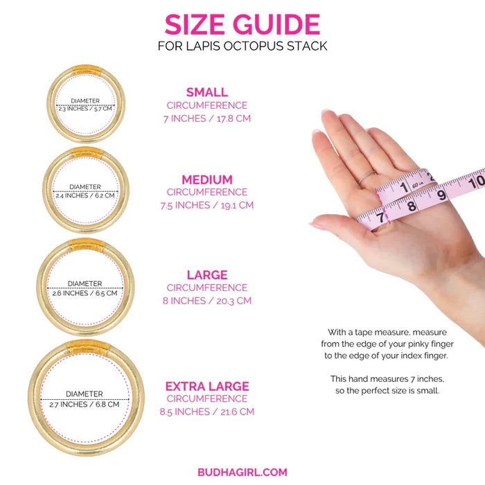 BuhaGirl Tzubblie etoile single bangle showing size guide