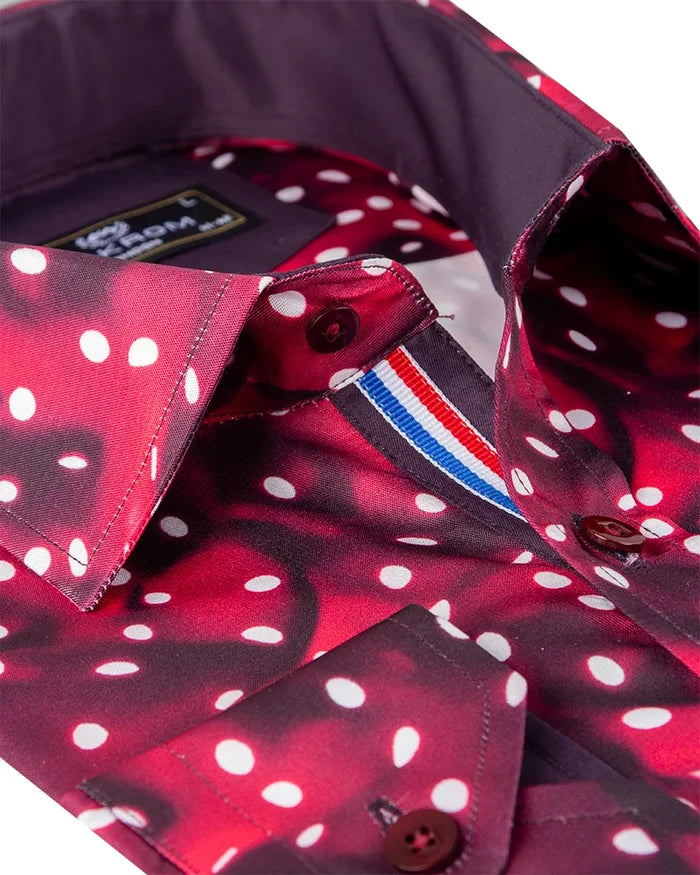 Burgundy Abstract Polka Print-Makrom