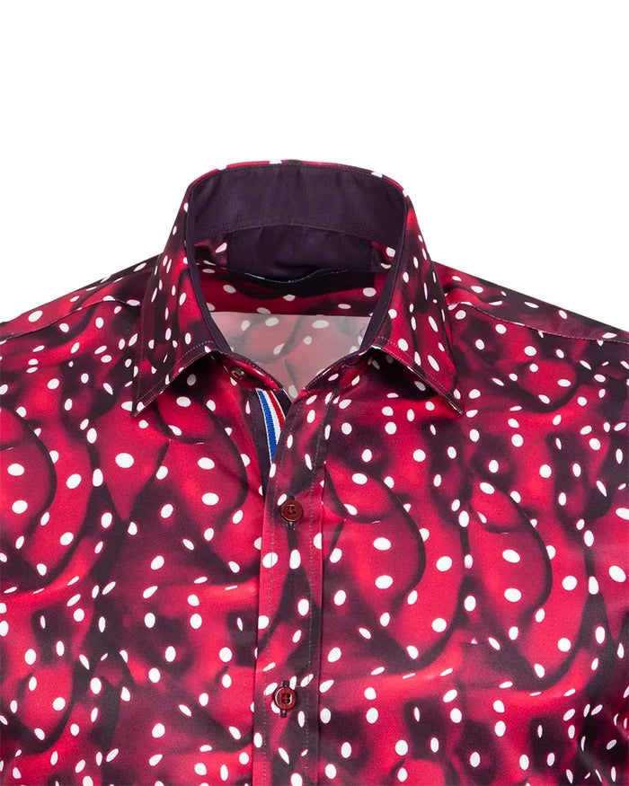 Burgundy Abstract Polka Print-Makrom
