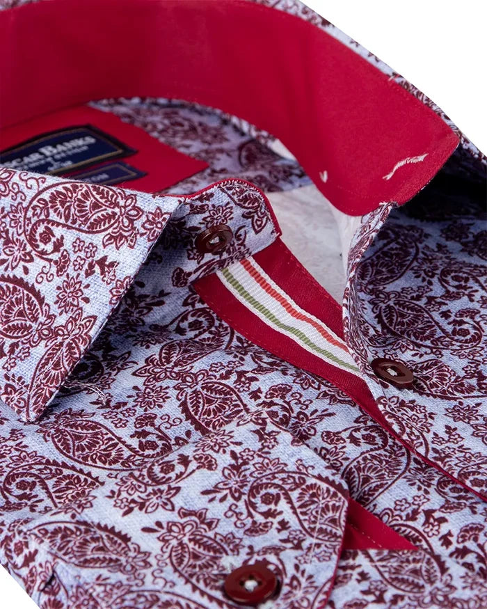 Burgundy Paisley Print with Matching Handkerchief-Makrom