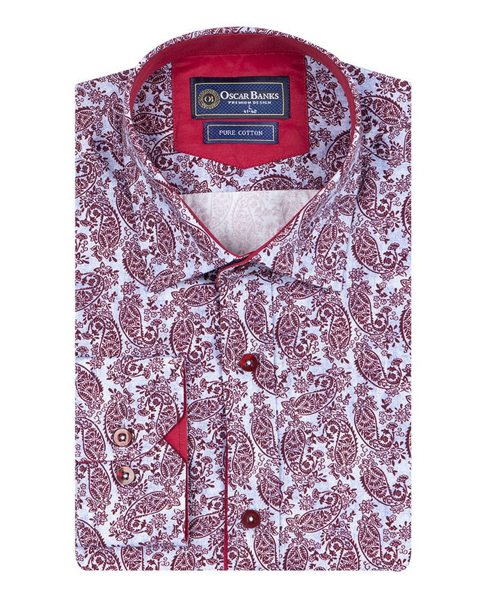 Burgundy Paisley Print with Matching Handkerchief-Makrom