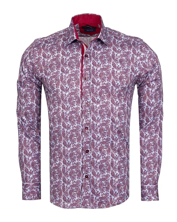Burgundy Paisley Print with Matching Handkerchief-Makrom