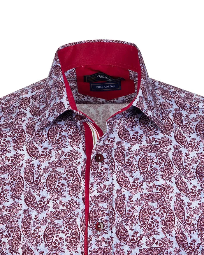 Burgundy Paisley Print with Matching Handkerchief-Makrom