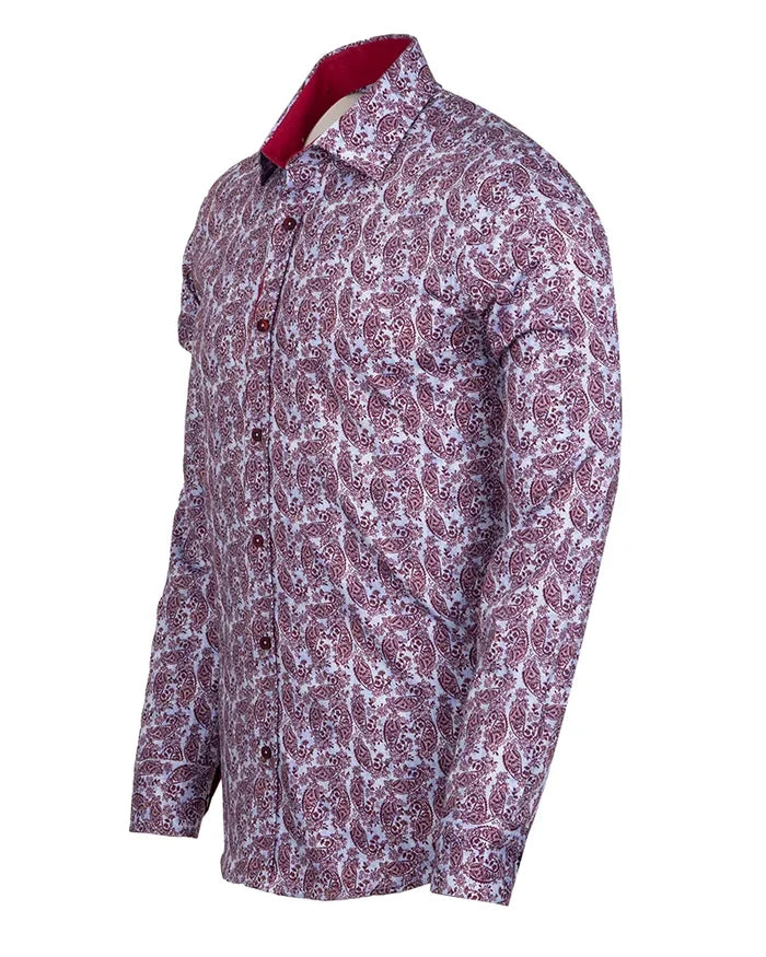 Burgundy Paisley Print with Matching Handkerchief-Makrom