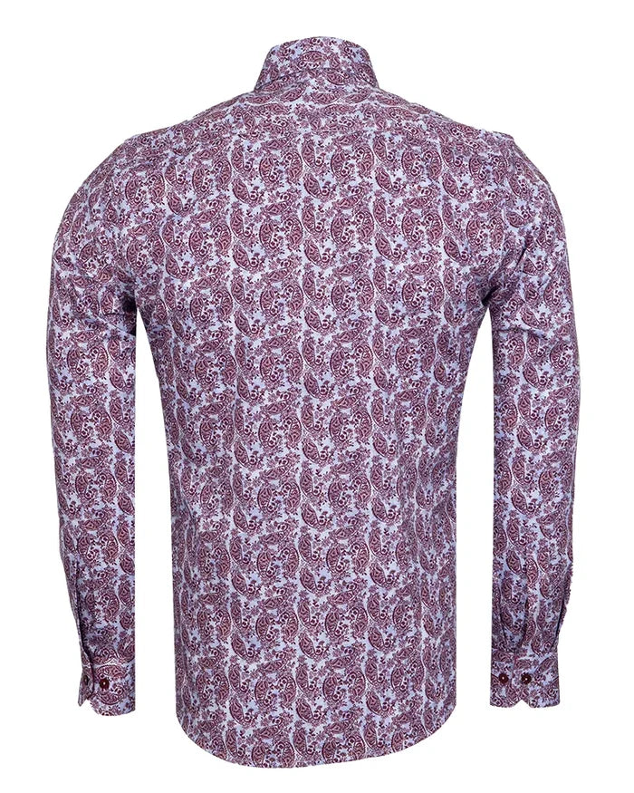 Burgundy Paisley Print with Matching Handkerchief-Makrom