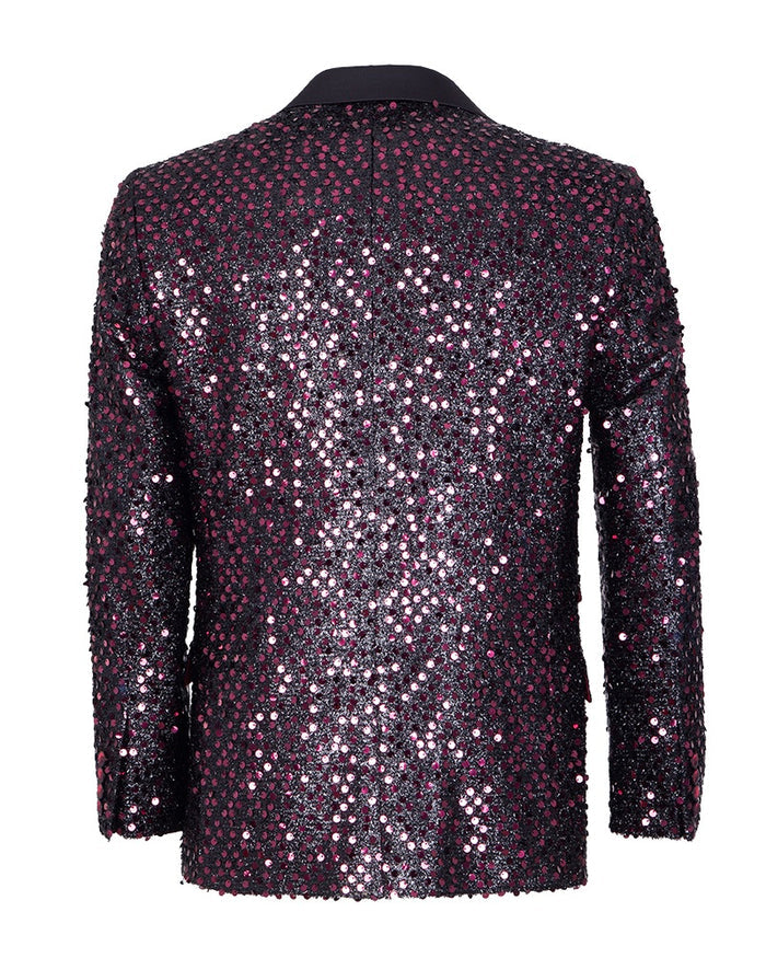 Burgundy Sequin Design Blazer with Matching Bow Tie-Makrom