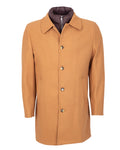 Camel Single-Breasted Overcoat with Removable Quilted Inner Layer-Makrom