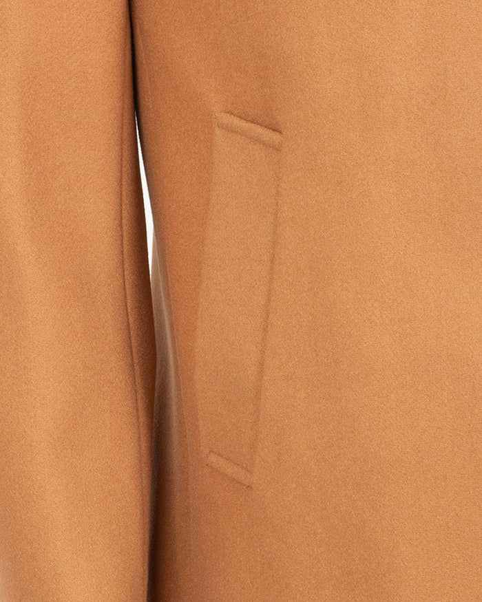 Camel Single-Breasted Overcoat with Removable Quilted Inner Layer-Makrom
