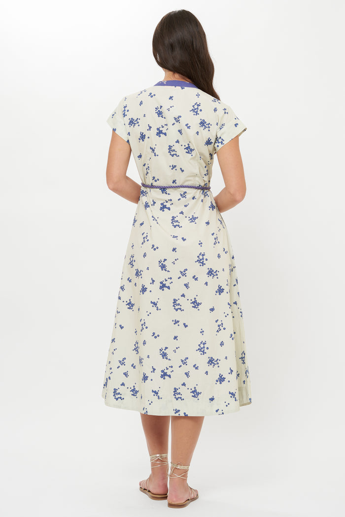 Cap Sleeve Shirt Dress Midi- Alyssum Cream