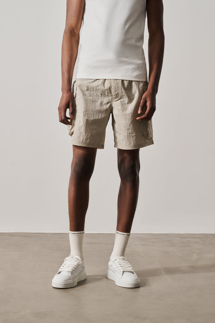 CARGO POCKET SWIM SHORTS - BEIGE