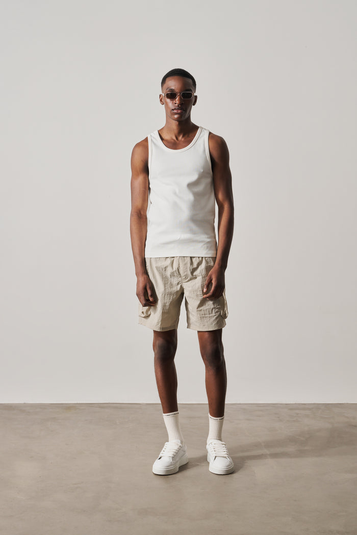 CARGO POCKET SWIM SHORTS - BEIGE