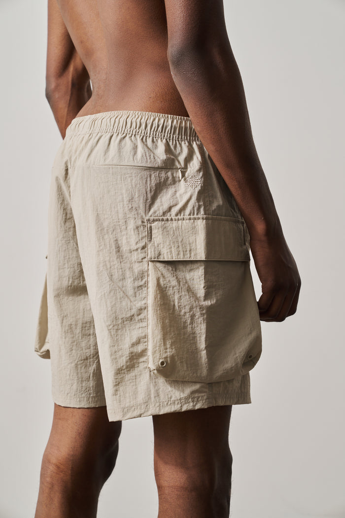 CARGO POCKET SWIM SHORTS - BEIGE