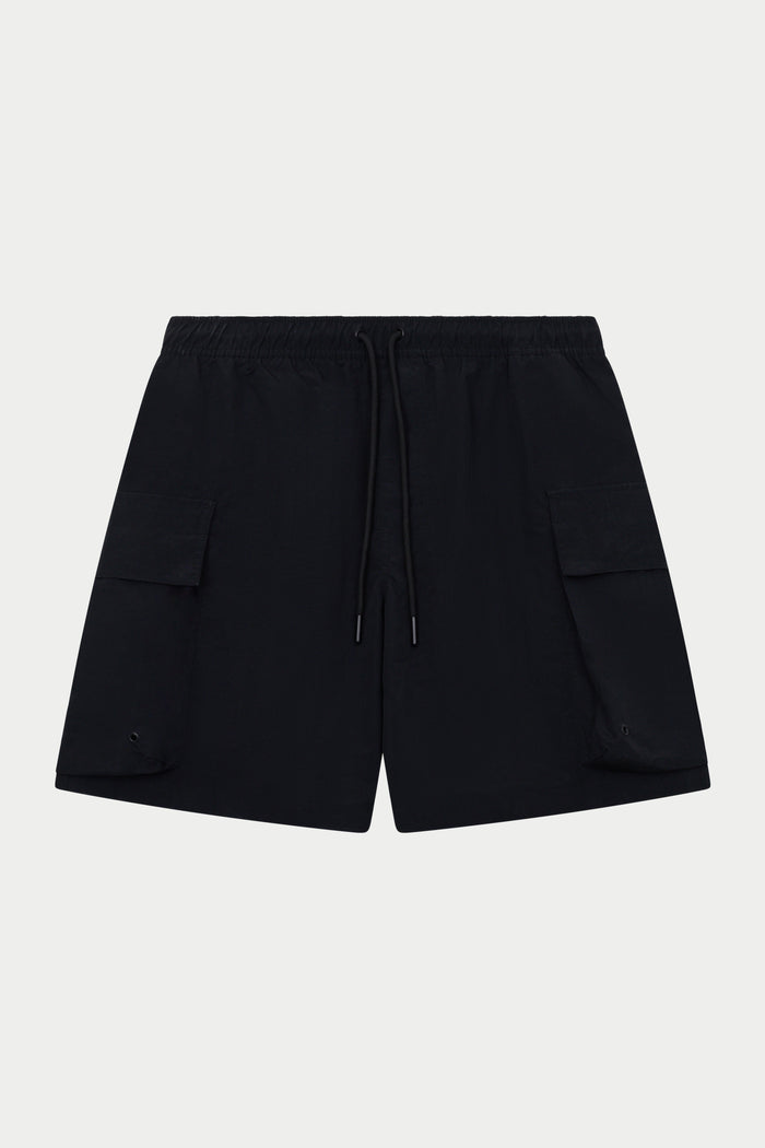 CARGO POCKET SWIM SHORTS - BLACK