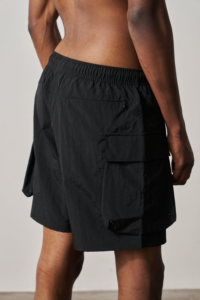 CARGO POCKET SWIM SHORTS - BLACK