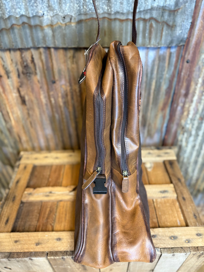 Challenger Brown Canvas Distressed Leather Travel Carry Boot Bag