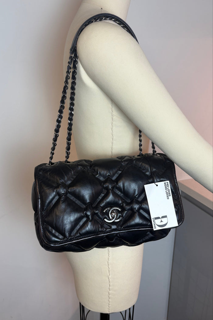 Chanel Quilted Puffy Leather Chain Shoulder Bag