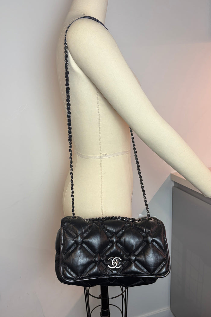 Chanel Quilted Puffy Leather Chain Shoulder Bag