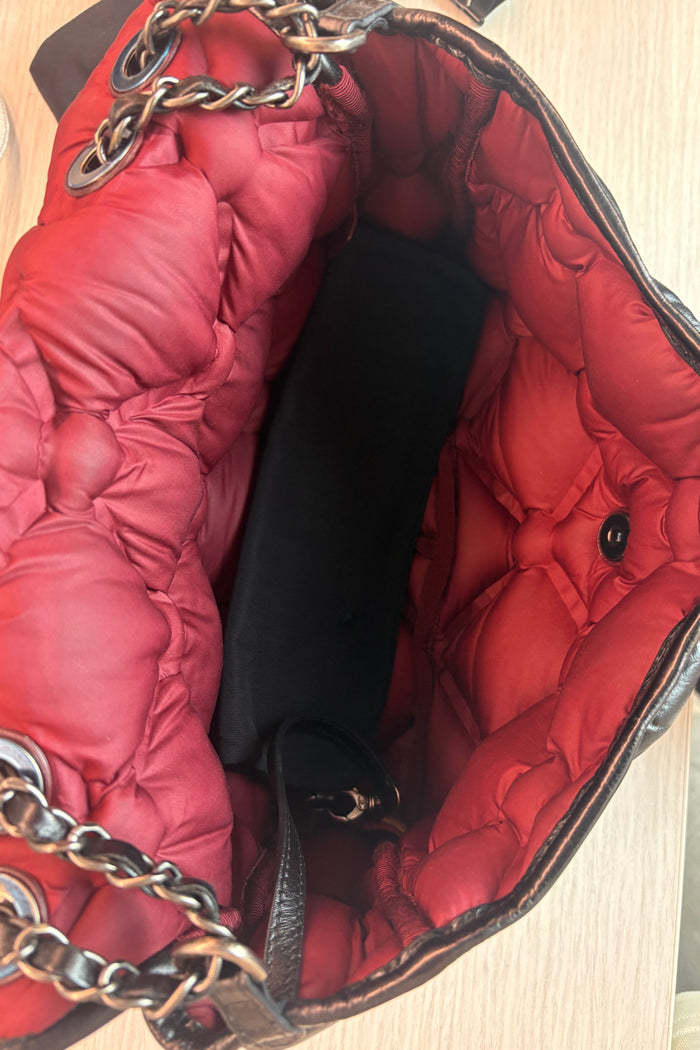 Chanel Quilted Puffy Leather Chain Shoulder Bag