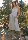 Checkered Halter Maxi Dress
