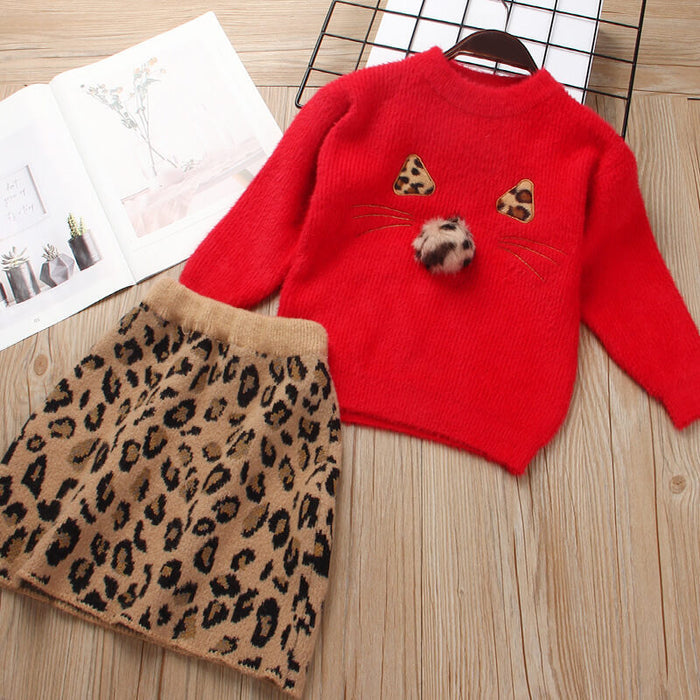 Children Knitted Sweater Suit | Girls Knitted Sweater Dress Set