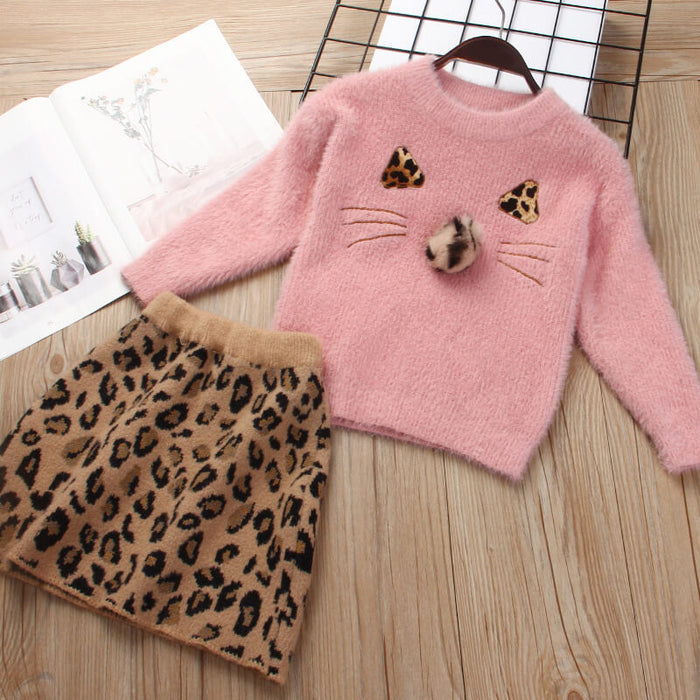 Children Knitted Sweater Suit | Girls Knitted Sweater Dress Set