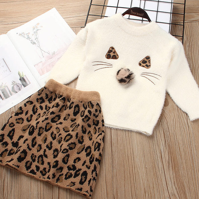 Children Knitted Sweater Suit | Girls Knitted Sweater Dress Set