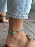 Turquoise stone chip anklet