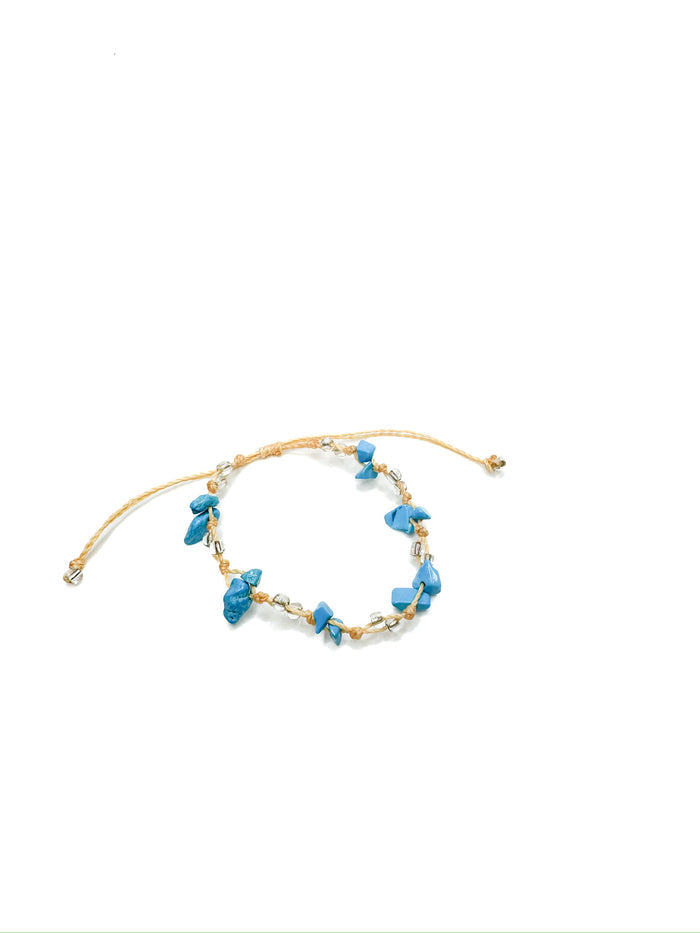 Turquoise stone chip anklet