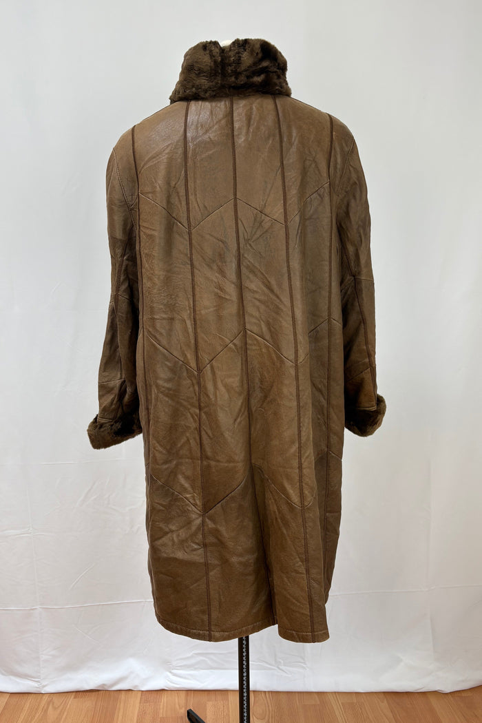 Christ Soft leather chestnut sherling with fur cuff & collars