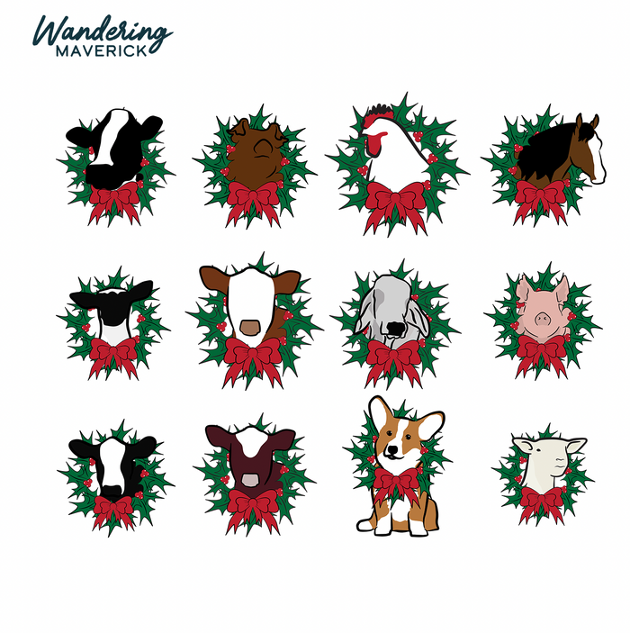 Christmas Animal Wreath- Choose Your Animals – Infant/Toddler/Youth
