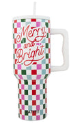 merry and bright Christmas traveler tumbler front