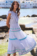 Cinched Flirty Midi- Capri Blue
