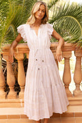 Cinched Flirty Midi- Helene Cream Gold