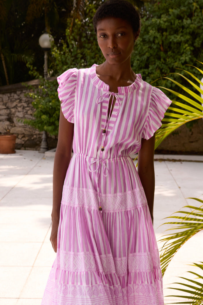 Cinched Flirty Midi- Santorini Lilac