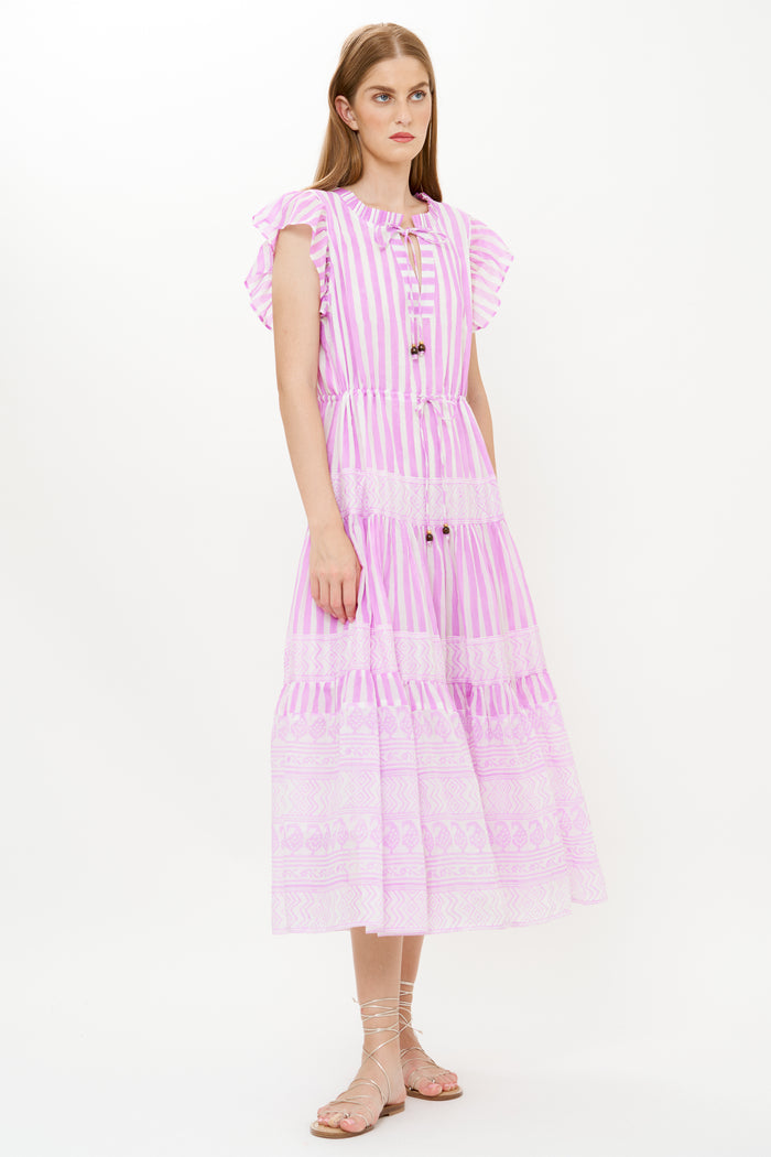 Cinched Flirty Midi- Santorini Lilac