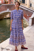 Cinched Pintuck Maxi- Trento Cobalt