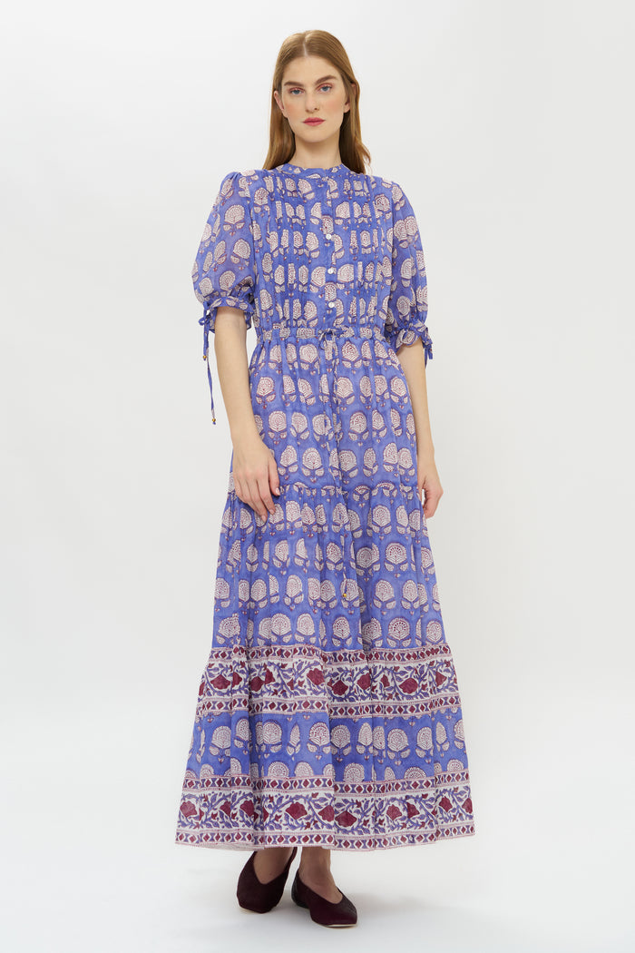 Cinched Pintuck Maxi- Trento Cobalt