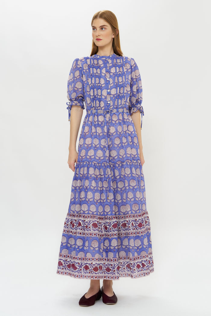 Cinched Pintuck Maxi- Trento Cobalt