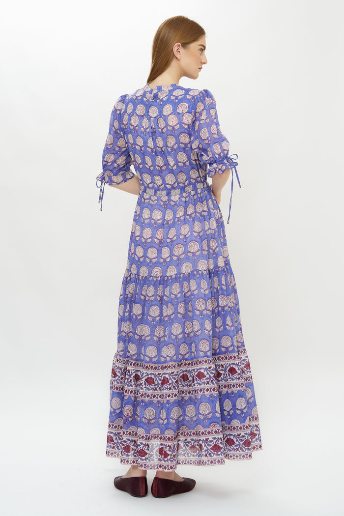 Cinched Pintuck Maxi- Trento Cobalt
